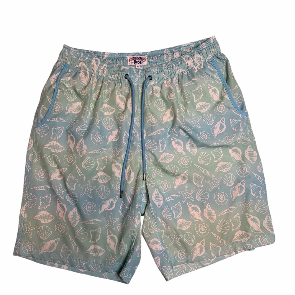 Men's Blue and Green Ombré Beach Bros Swim Shorts